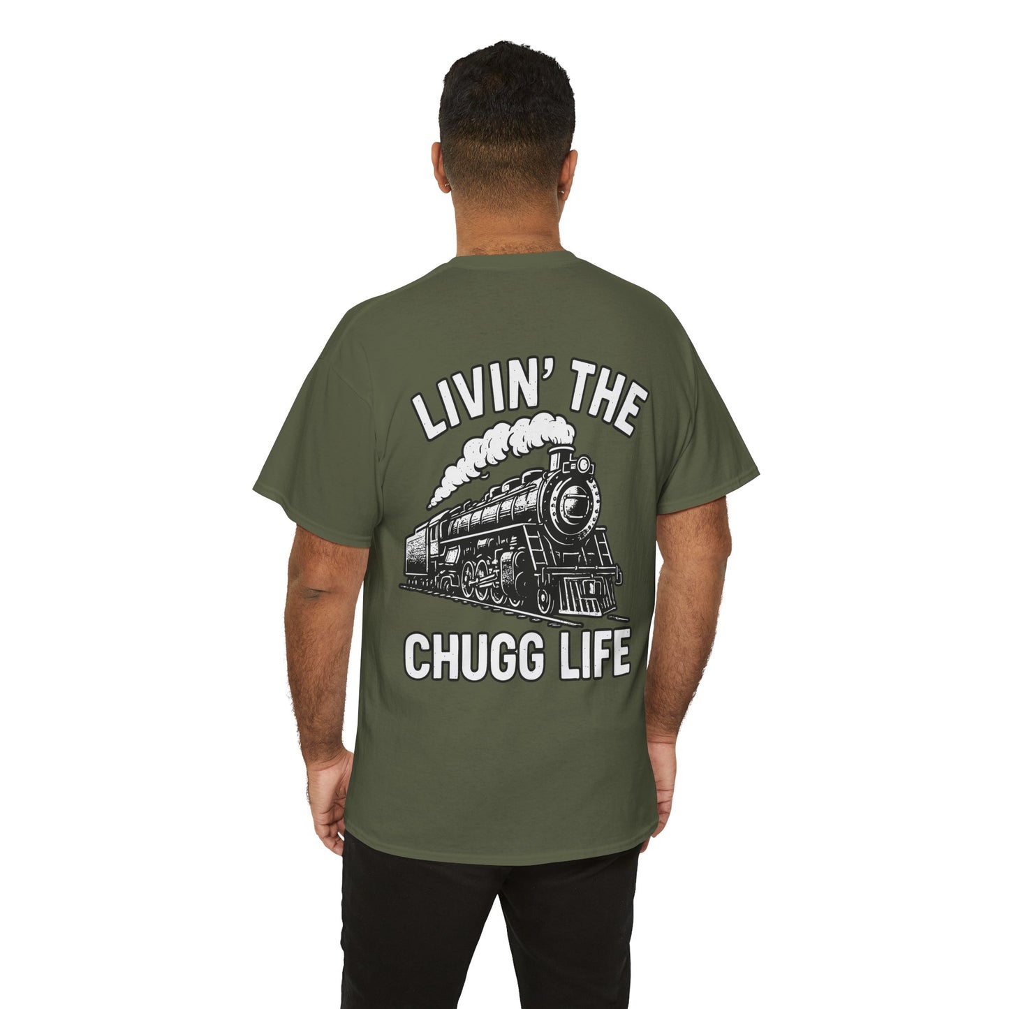 Choo Choo Train Lover Tee - Livin' the Chugg Life Shirt for Rail Fans, Vintage Train Sweatshirt, Gift for Father's Day, Casual [...]