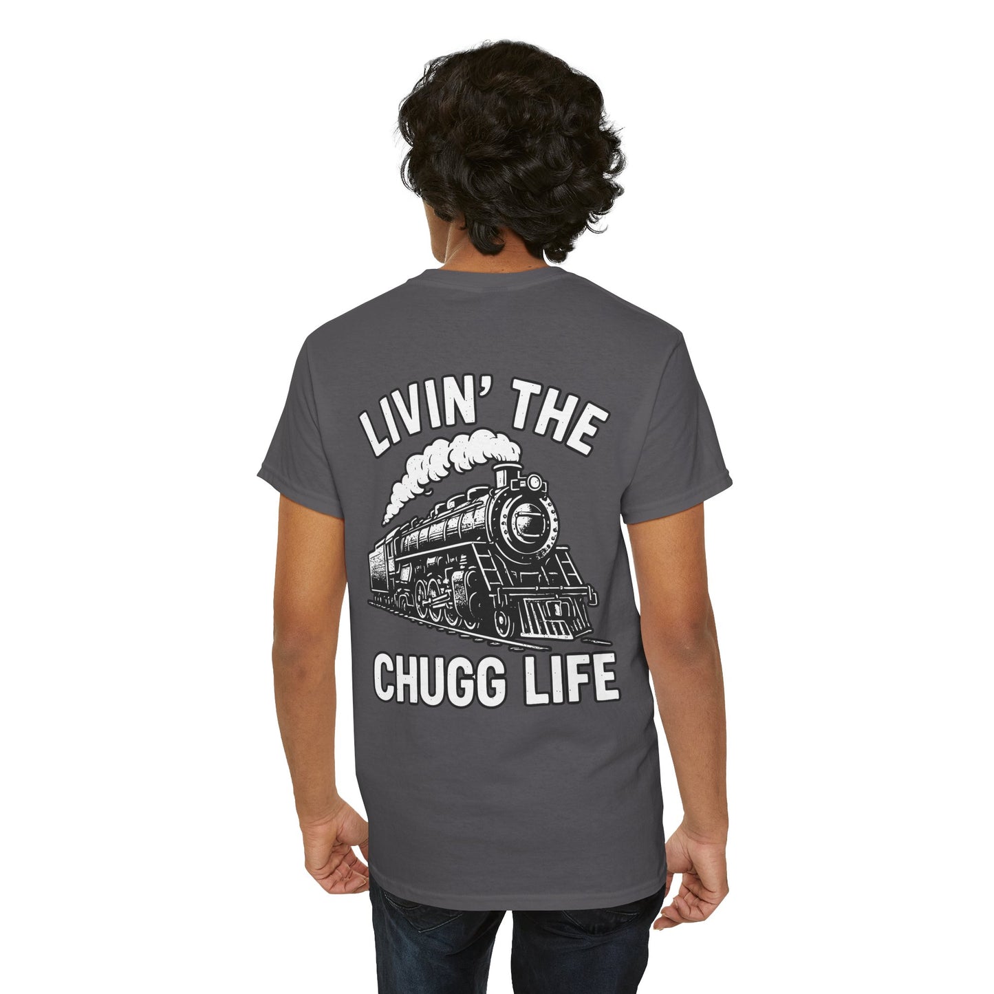Choo Choo Train Lover Tee - Livin' the Chugg Life Shirt for Rail Fans, Vintage Train Sweatshirt, Gift for Father's Day, Casual [...]