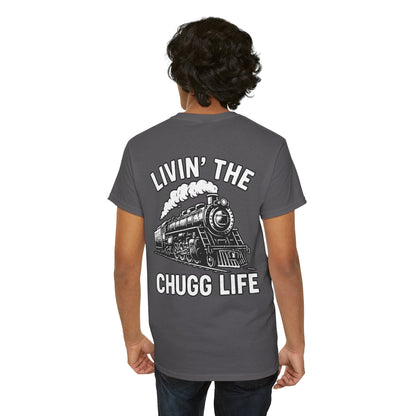 Choo Choo Train Lover Tee - Livin' the Chugg Life Shirt for Rail Fans, Vintage Train Sweatshirt, Gift for Father's Day, Casual [...]