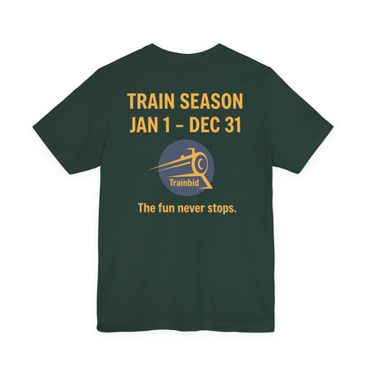 Train Enthusiast Tee, TRAIN SEASON, Unisex Short Sleeve Tee, Train Hobby Gift, Railroad Lover Apparel