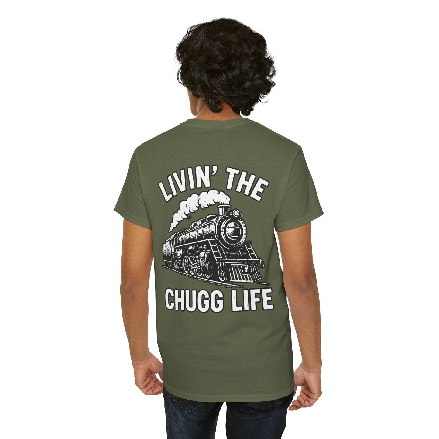 Choo Choo Train Lover Tee - Livin' the Chugg Life Shirt for Rail Fans, Vintage Train Sweatshirt, Gift for Father's Day, Casual [...]