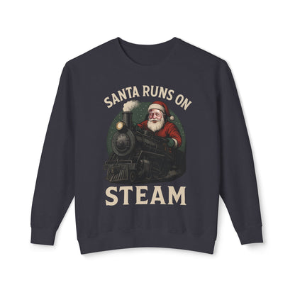 Santa Runs on Steam Sweatshirt, Holiday Crewneck Sweatshirt, Christmas Gift, Cozy Sweatshirt, Unisex Holiday Apparel